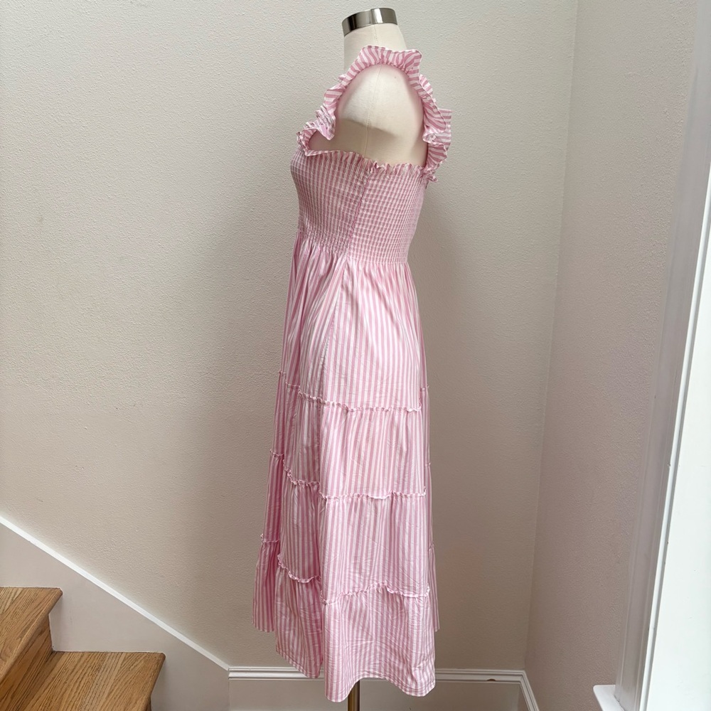 Hill House Ellie Nap Dress Tiered Smocked Striped Bubblegum Pink Size Small - Picture 5 of 10